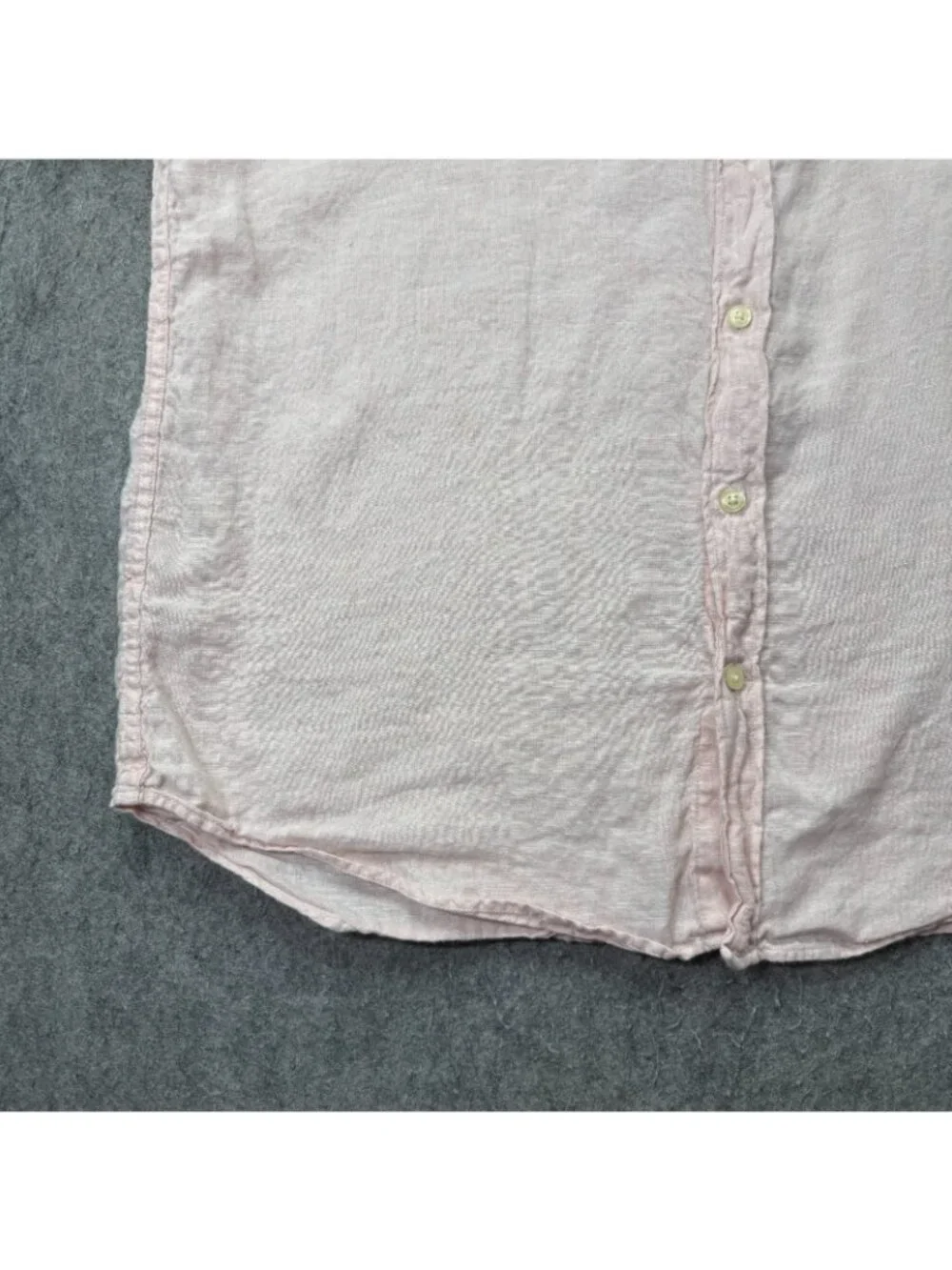 J.Crew Linen Shirt Men XL Pink Solid Classic Fit Short Sleeve Button-Down